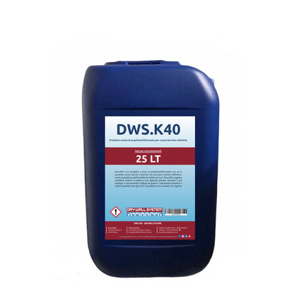 IDROREPELLENTE PER BARRIERE CHIMICHE DWS K40 CONTRO L'UMIDITA' DI RISALITA - 25 litri
