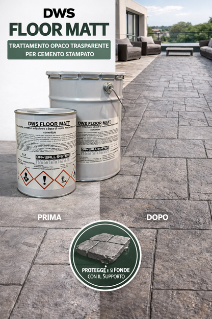 DWS FLOOR MATT Trasparente opaco per cementi stampati e industriali antipolvere