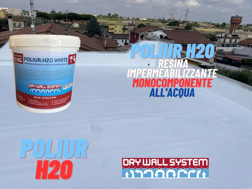 Resina impermeabilizzante per terrazzi all'acqua POLIUR.H2O WHITE 12 lt