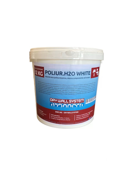 Resina impermeabilizzante per terrazzi all'acqua POLIUR.H2O WHITE 12 lt